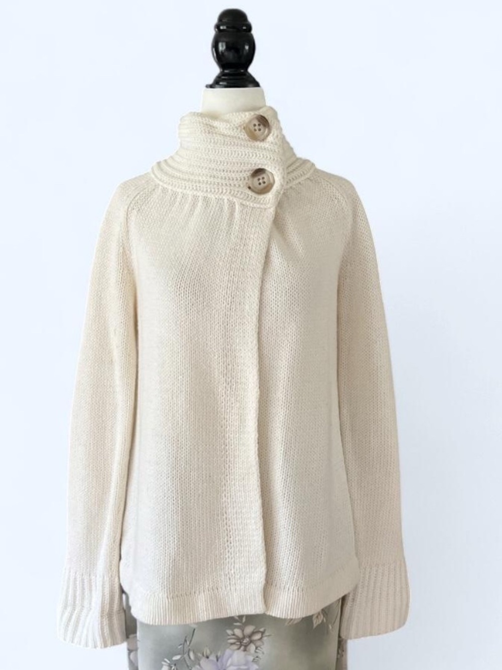 Vintage Coquette cream button up lambswool sweater